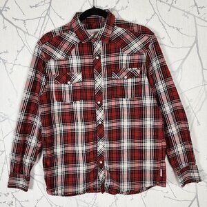 Wind River Red Plaid 100% Cotton Pearl Snap Flannel Shirt